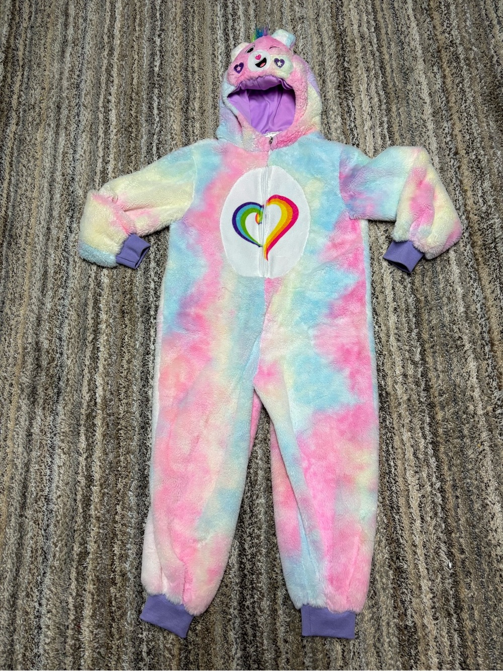 Care Bears Togetherness Bear Plush Hooded One-Piece Kids Costume Size Med (7/8)